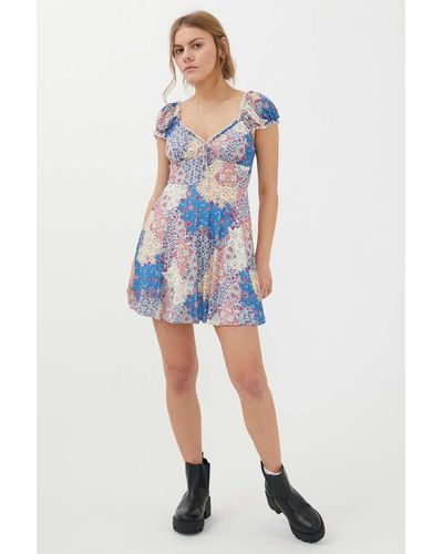 Urban Outfitters Uo Audrey Mini Dress - Blue