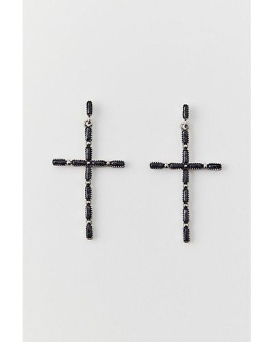 Urban Outfitters Thin Cross Drop Earring - White