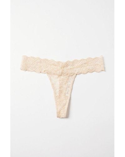 Out From Under Lace Low-Rise Thong - Natural