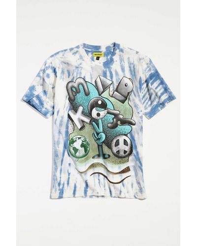 Market Uo Exclusive Peace To The World Tie-dye Tee - Blue