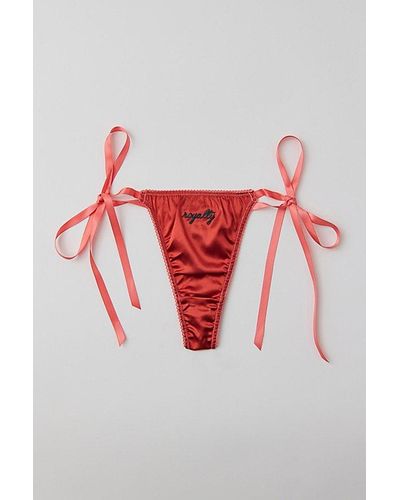 Out From Under Sweet Nothings Satin Bow Thong - Red