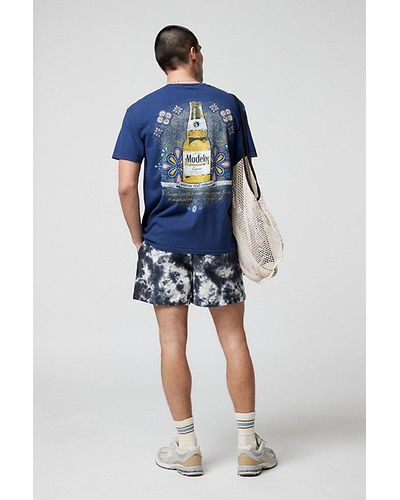 Urban Outfitters Modelo Cerveza Pigment Dye Graphic Tee - Blue