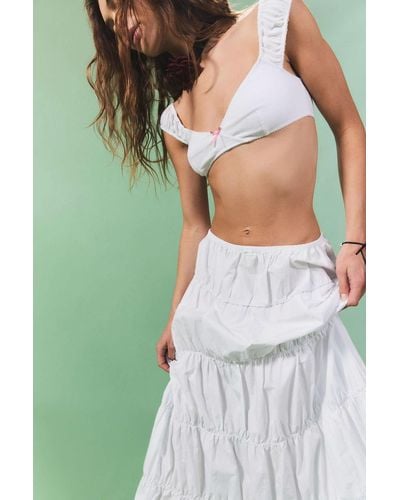 Ecote Shawna Poplin Tiered Midi Skirt - White