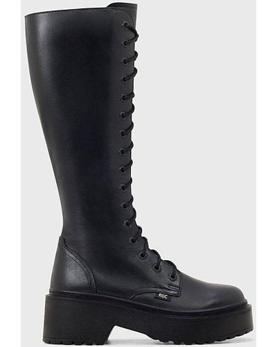 ROC Boots Australia Roc Tulsa Leather Knee-High Boot - Black