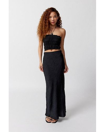 Urban Outfitters Uo Winona Crinkle Satin High- Rise Maxi Skirt - Black