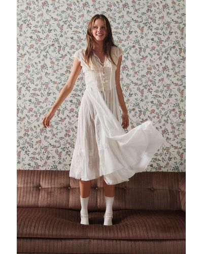 Urban Outfitters Uo Brandy Lace Midi Dress - White