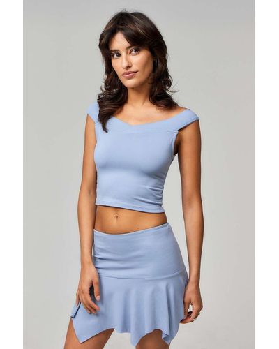 Daisy Street Ruched Off-the-shoulder Top - Blue