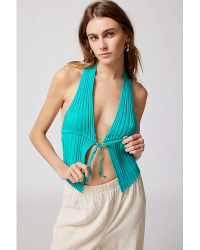 Urban Outfitters Uo Halter Top Sweater In Turquoise,at - Blue