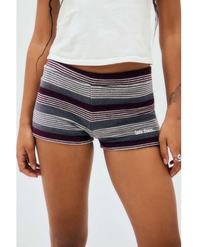 iets frans... Ultra-mini Striped Towelling Shorts Xs At Urban Outfitters - Blue