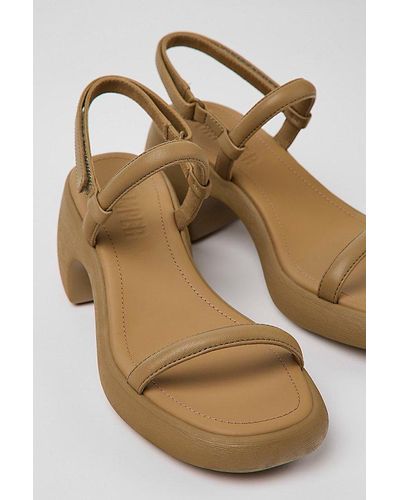 Camper Thelma Leather Heeled Sandal - Brown