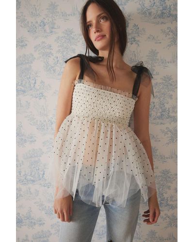 Kimchi Blue Tiffany Tulle Babydoll Cami In Neutral,at Urban Outfitters - Brown