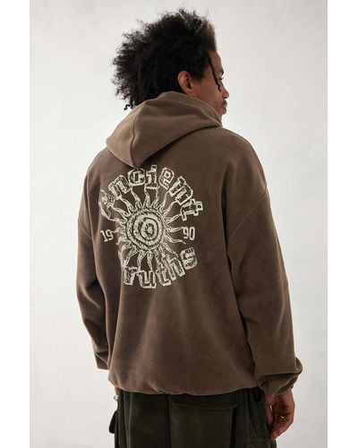 Urban Outfitters Uo Brown Ancient Truths Fleece Hoodie