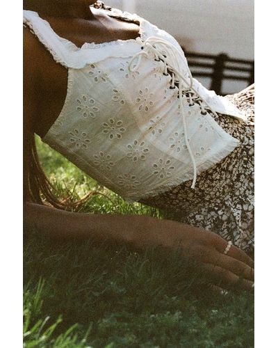 Urban Outfitters Uo Layla Eyelet Corset Top In White,at