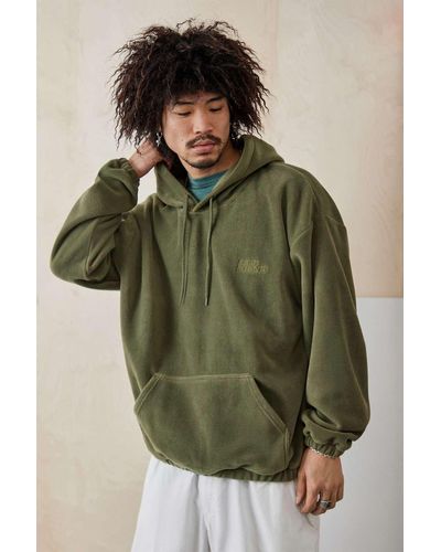 iets frans... Fleece-sweatshirt mit kapuze und laserprint - Grün