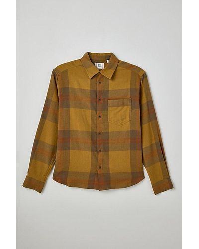 BDG Vintage Button-Down Flannel Shirt Top - Natural