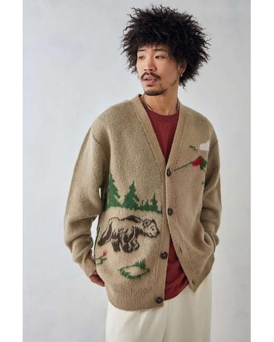 Urban Outfitters Uo Brown Landscape Knit Cardigan