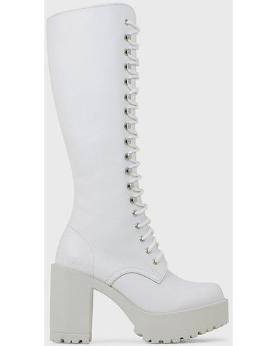 ROC Boots Australia Roc Lash Heeled Leather Lace-Up Boot - White