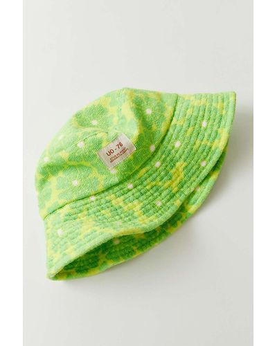 Urban Outfitters Uo Lucky Printed Terrycloth Bucket Hat - Green