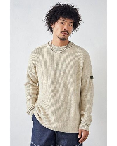 BDG Twist Knit Rolled Sweater - Natural