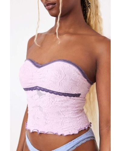 Out From Under Aaliyah Textured Sweetheart Bandeau Top - Purple