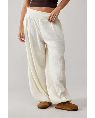 BDG Cream Hannah Fold-over Trousers - Natural