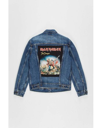 Urban Renewal One-of-a-kind Band Patches Levi's Denim Jacket - Blue