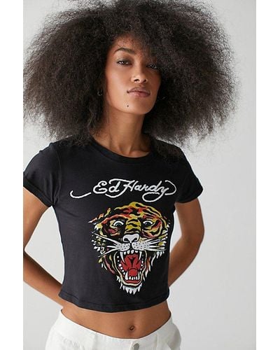 Ed Hardy Uo Exclusive Tiger Baby Tee - Black