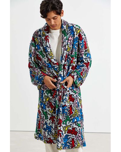 Urban Outfitters Keith Haring Printed Robe - Blue