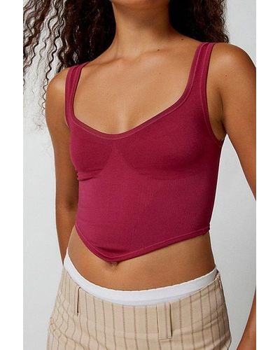 Out From Under Camilla Seamless Bustier Cropped Tank Top - Red