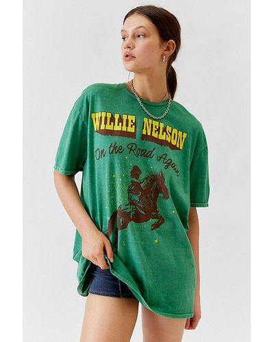 Urban Outfitters Willie Nelson Route 66 T-Shirt Dress - Green