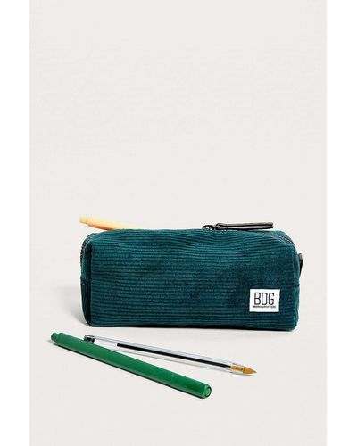 BDG Teal Corduroy Pencil Case - Green