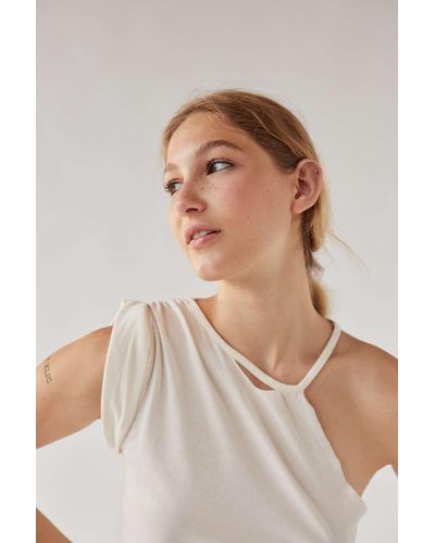 BDG Rolled-up Cropped Top - White