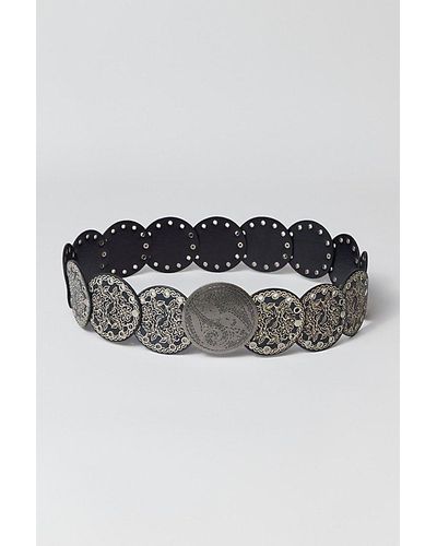 Urban Outfitters Large Round Leather Western Belt - Black