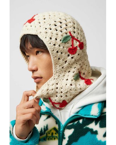 Urban Outfitters Cherry Crochet Balaclava In Cream,at - Natural