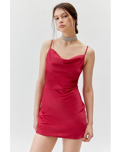 Urban Outfitters Uo Mallory Cowl Neck Slip Dress - Red