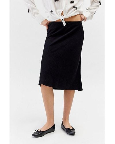 Urban Renewal Remnants Knee Length Heavy Linen Skirt - Black