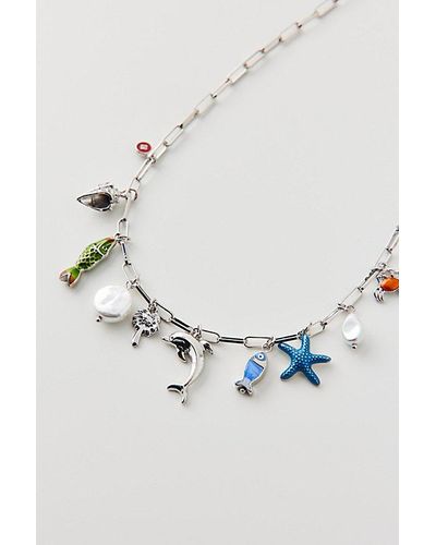 Urban Outfitters Ortley Beach Charm Necklace - Blue