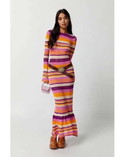 Another Girl Sienna Knit Stripe Maxi Dress - Red