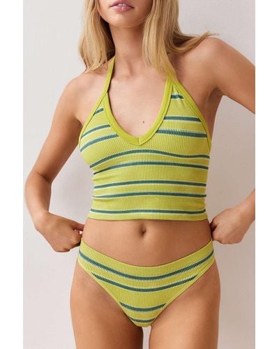 Out From Under Andie Striped Knickers - Green
