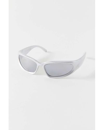 Urban Outfitters Xena Wraparound Shield Sunglasses - Metallic