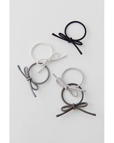 Urban Outfitters Bow Elastic Hair Tie Set - Gray