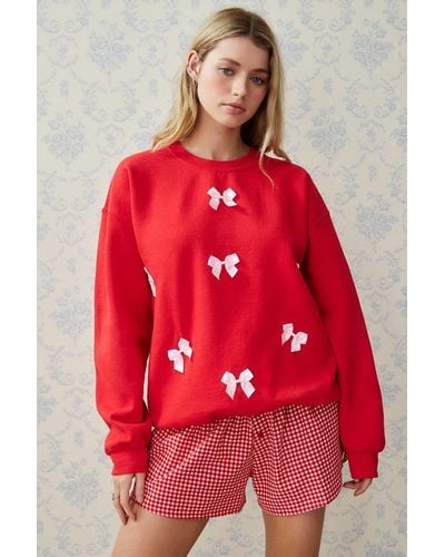 Urban Outfitters Uo Red Bow Sweatshirt
