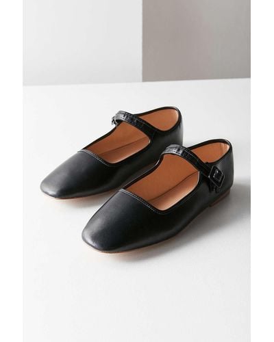 Urban Outfitters Leather Mary Jane Flat - Black