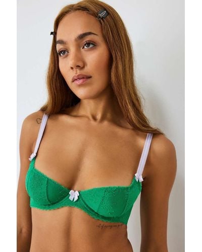 Out From Under Liv Contrast Delicate Lace Underwired Bra - Green