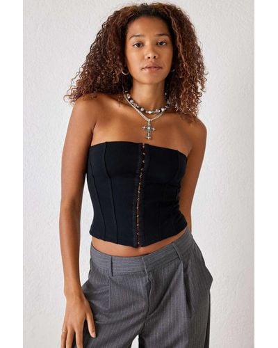 Urban Outfitters Uo Haley Ponte Bandeau Corset Top - Black