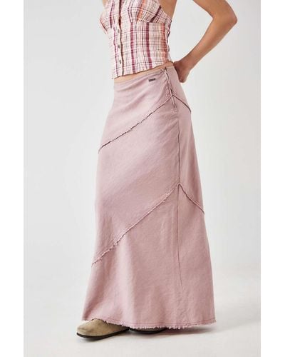 BDG Daria Linen Maxi Skirt - Pink