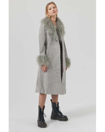 Urban Outfitters Uo Penny Suede Coat - Green