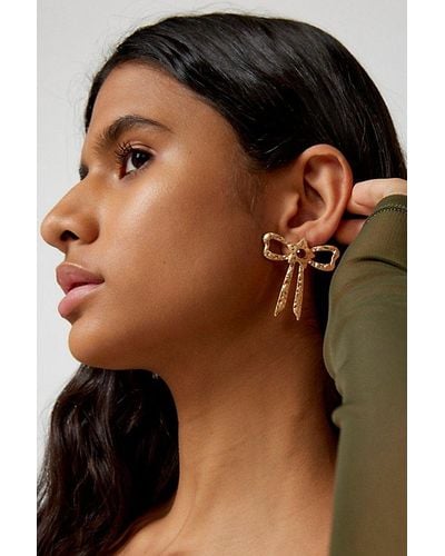 Urban Outfitters Layla Textured Bow Earring - Black