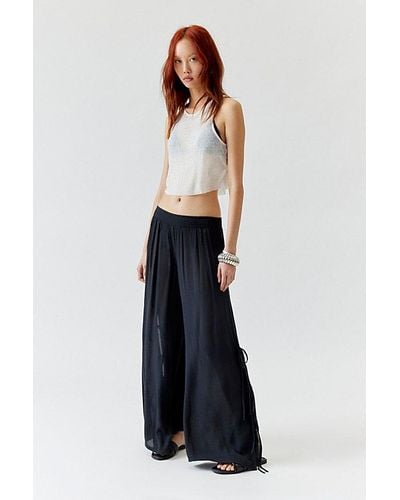 Out From Under Tied Up Gauze Wide Leg Pant - Blue