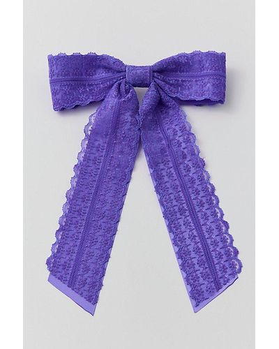 Urban Outfitters Dolly Satin Lace Hair Bow Barrette - Purple